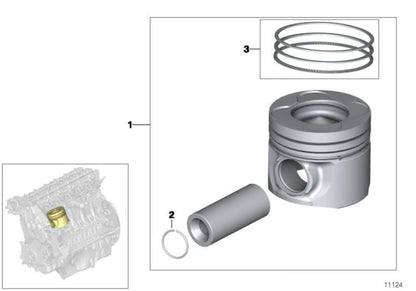 OEM piston 11257799357 for BMW 3 Series E46, 5 Series E60, X3 E83, X5 E53... and more. Genuine BMW.