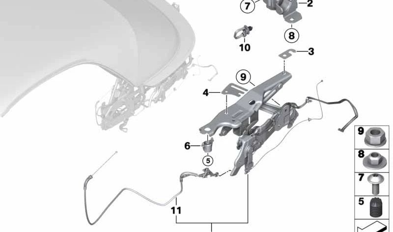 Tope de toalla capota OEM 54347421822 para BMW F23. Original BMW.
