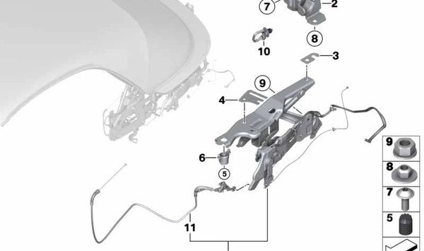 Tope de toalla capota OEM 54347421822 para BMW F23. Original BMW.