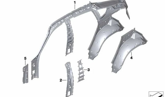 Refuerzo interior del pilar B derecho OEM 41009498778 para BMW X6 {F96, F96N, G06, G06N}. Original BMW.