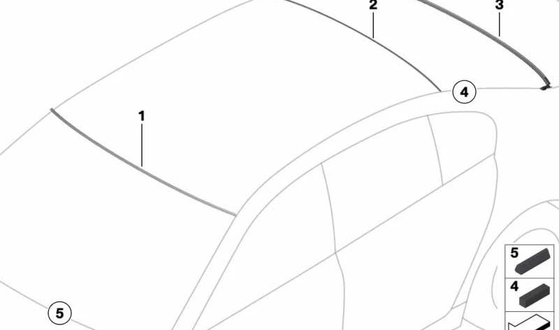 Coperchio inferiore del finestrino posteriore OEM 51317184569 per BMW F01, F02, F04. BMW originale.