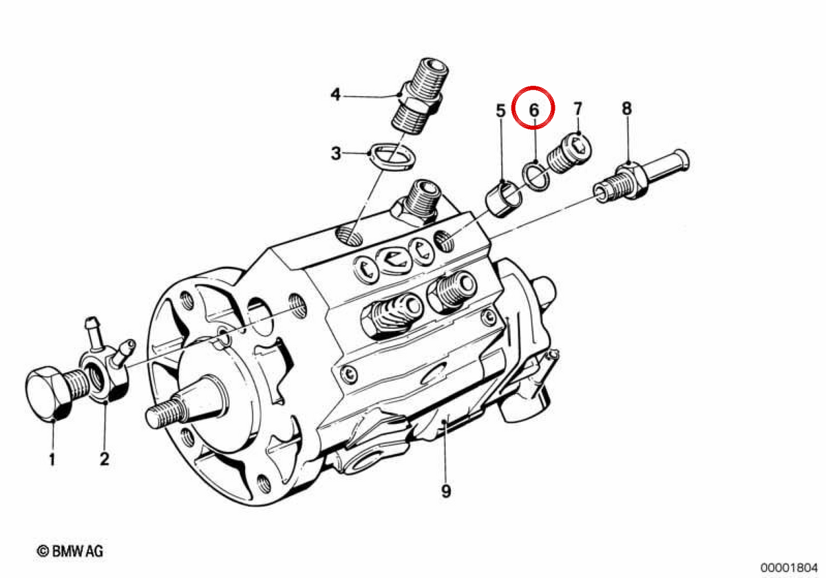 Junta tórica (O-Ring) OEM 13511257558 para BMW E12, E21, E23, E24, E28, E30, E31, E32, E34, E36, Z1. Original BMW.