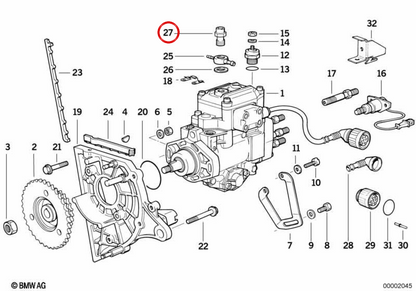 OEM overpression valve 13512245017 for BMW E36, E34, E39, E38. Original BMW.