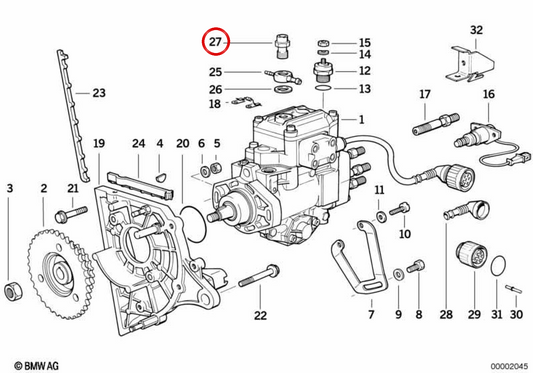 Válvula de sobrepressão OEM 13512245017 para BMW E36, E34, E39, E38. BMW genuíno.