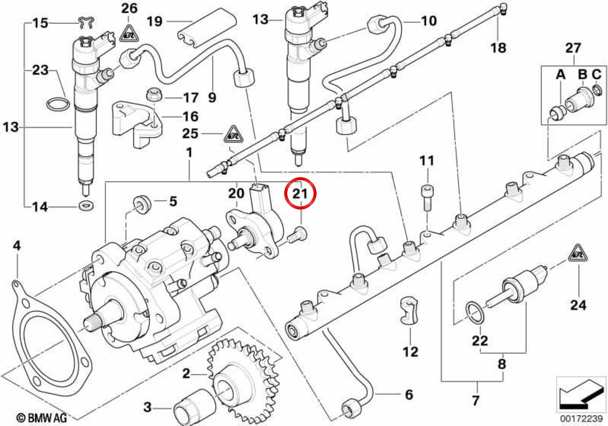 Tornillo cilíndrico M6X16 OEM 13517781477 para BMW E46, E39, E38, X5 E53. Original BMW.
