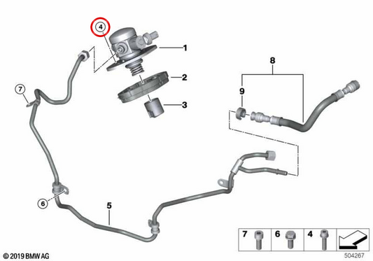 Parafuso ISA OEM 13518098306 para BMW F90, G30, G90, G11, G12, G70, F91, F92, F93, G14, G15, G16, G05, F95, G06, F96, G07, G09. BMW genuíno.