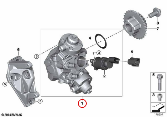 Pompe à haute pression OEM 13518514134 pour BMW G30, G31, G11, G12, G05, G06, G07. BMW d'origine.