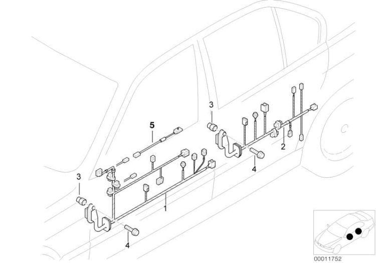 Juego de cables lado conductor OEM 61128372251 para BMW Serie 5 E39 520i, 523i... y más. Original BMW.