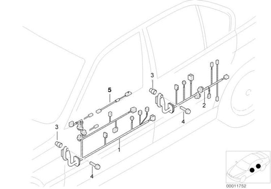 Juego de cables lado conductor OEM 61128372251 para BMW Serie 5 E39 520i, 523i... y más. Original BMW.