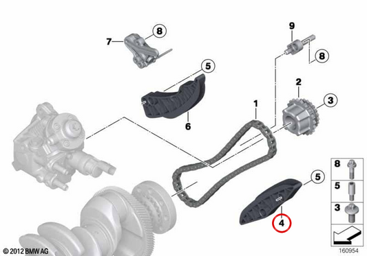 OEM distribution chain guide 13528580559 for BMW E81, E82, E87, E88, F20, F21, F40, F70, F22, F23, F44, F45, F46, G42, U06, E90, E91, E92, E93, F30, F31, F31, F34, G20, G F32, F33, F36, G22, G23, G26, E60, E61, F07, F10, F11, G30, G31, G6