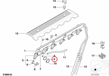 Junta tórica (O-Ring) OEM 13531438145 para BMW E36, E46, E39, E38, Z3. Original BMW.