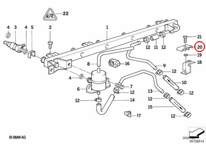 OEM fuel line support 13531717650 for BMW E30, E36, E34, E32. Original BMW.