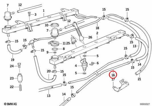 Tubo de alimentação de combustível OEM 13531731082 para BMW E32. BMW genuíno.