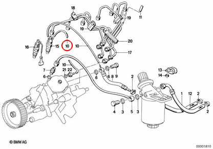 Tube de carburant OEM 1353246959 pour BMW E30, E36, E46, E28, E34, E39, E23, E38. BMW d'origine.