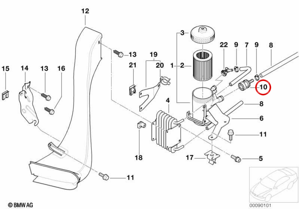 OEM -Kraftstoffanschluss 13532247700 für BMW E46, E39, E38, E53, E85, Z3. Original BMW.