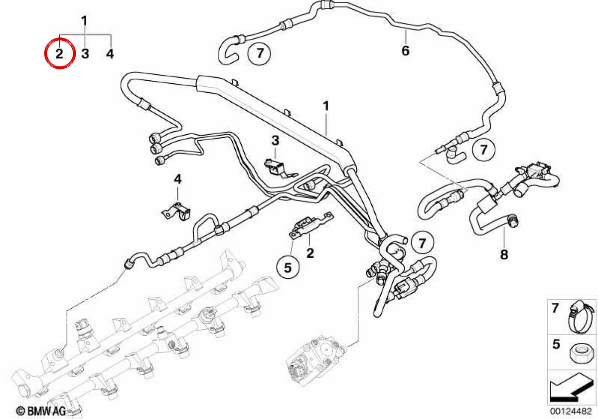 Soporte de tubería OEM 13537524174 para BMW E65, E66. Original BMW.