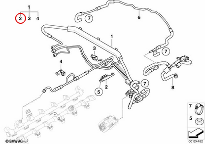 Soporte de tubería OEM 13537524174 para BMW E65, E66. Original BMW.