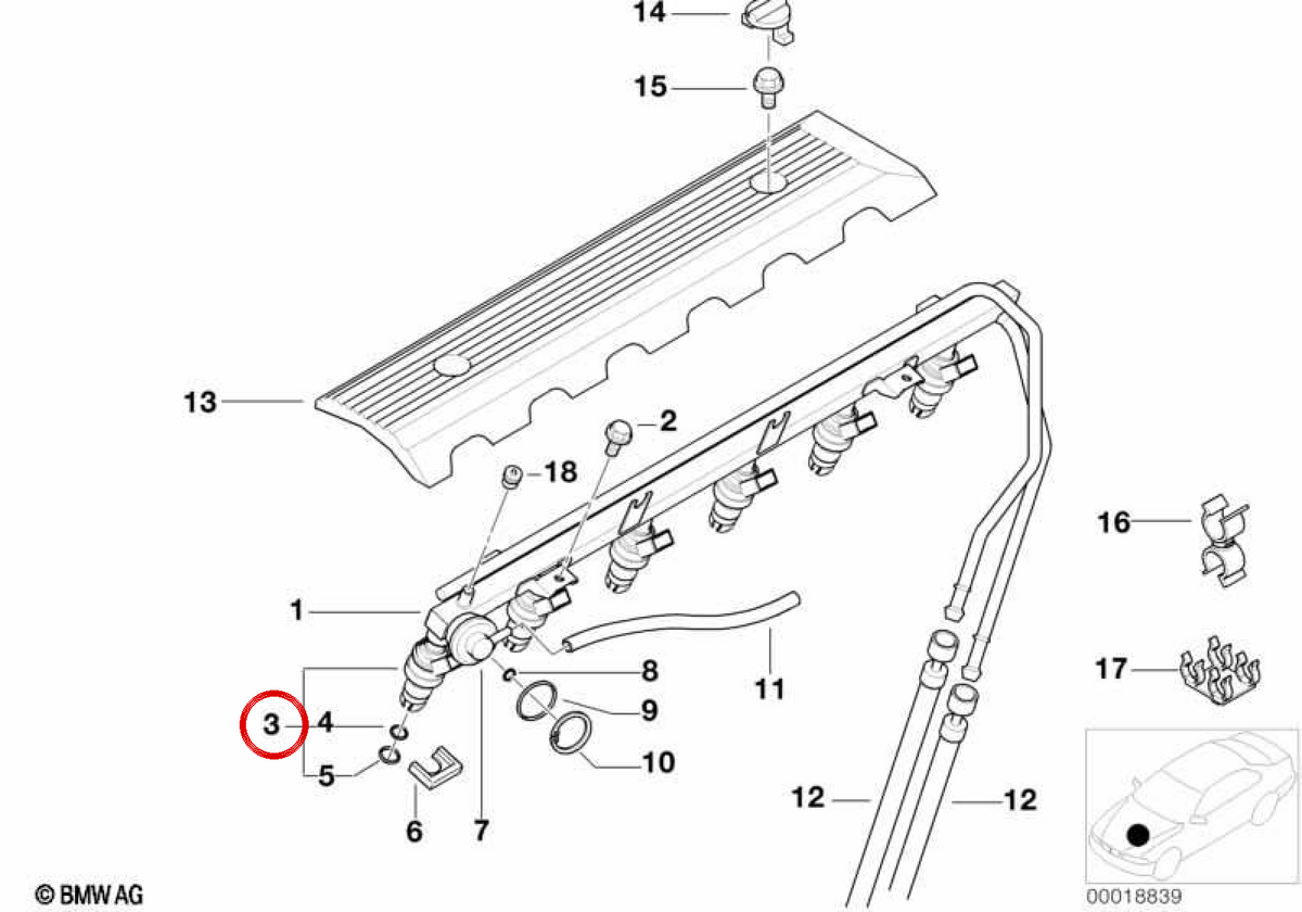Injetor de combustível OEM 13537546244 para BMW E36, E46, E39, E60, E61, E38, E83, Z3, E85. BMW genuíno.