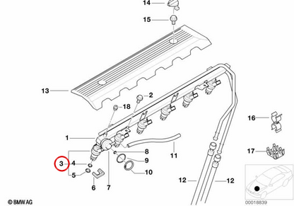 Injetor de combustível OEM 13537546244 para BMW E36, E46, E39, E60, E61, E38, E83, Z3, E85. BMW genuíno.