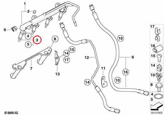 Inyector para BMW Serie 1 E81, E82, E87N, E88, Serie 3 E90, E91, E92, E93, Serie 5 E60N, X1 E84 (OEM 13537561277). Original BMW