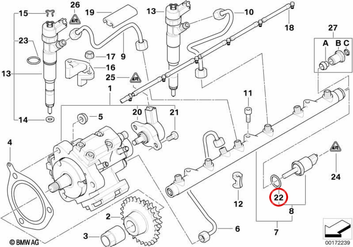 OEM sealing washer 13537786471 for BMW E46, E39, E38, E53. Original BMW.