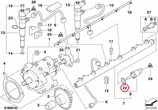 OEM -Versiegelung Waschmaschine 13537786471 für BMW E46, E39, E38, E53. Original BMW.