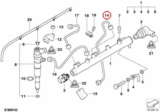 Fuel Line OEM 13537787803 for BMW E87, E46, E90, E91, E60, E61, E83. Original BMW