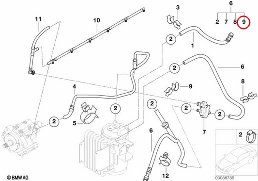 Support du tuyau OEM 13537787911 pour BMW E53. BMW d'origine.