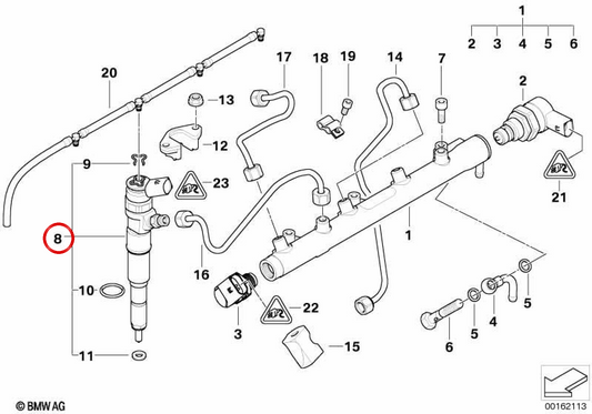 Iniettore di carburante OEM 13537790629 per BMW E46, E39, E53, Z3, Z4. BMW originale.