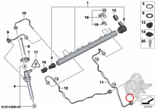 Pipe à haute pression OEM 13537797885 pour BMW E90, E91, E92, E93, F30, F31, F34, F32, F33, F36, F07, F10, F11, F06, F12, F13, F01, F02, F25, F26, E70, E70 , E70, E70, E70, E70, E70, E70 F15, E71, F16. BMW d'origine.