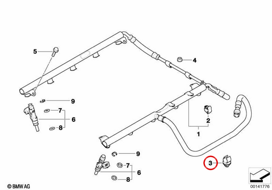 Supporto di guida al carburante OEM 13537834171 per BMW E60, E61, E63 ed E64. Compatibile con il sistema di iniezione. BMW originale.
