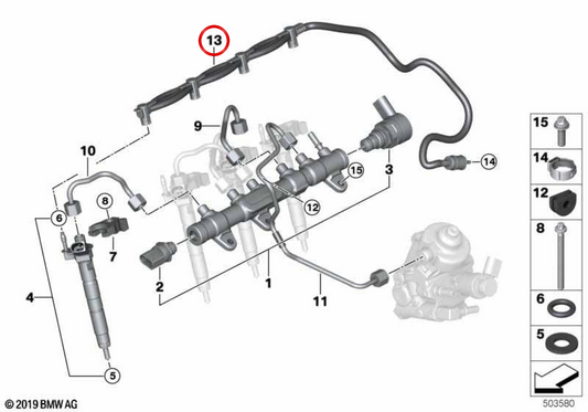 OEM 135385193 Kraftstoffrückgaberohr für BMW F20, F21, F22, F23, F48, F15. Original BMW.