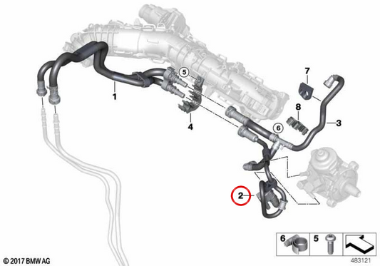 Pipe d'alimentation en carburant OEM 13538575461 pour BMW G30, G31, G01, G02. BMW d'origine.