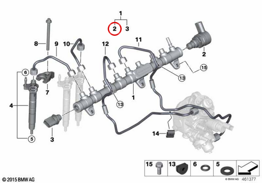 Válvula reguladora de presión de combustible OEM 13538589934 para BMW G30, G31, G11, G12, G05, G06, G07. Original BMW.