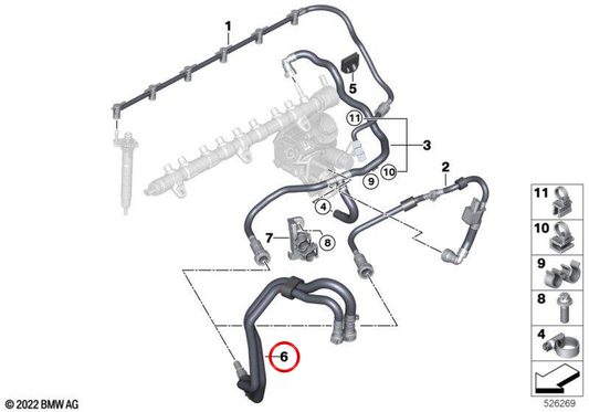 TUBO DI COMBUSTO OEM 13538598162 per BMW G01, G02. BMW originale.
