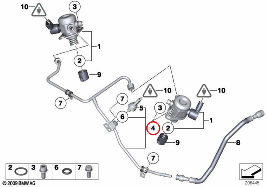 Tubo di alimentazione del carburante con sensore OEM 13538699986 per BMW G12. BMW originale.