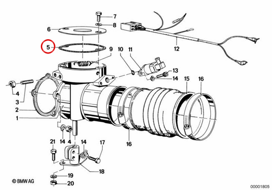 Junta de admissão OEM 13541257372 para BMW E12. BMW genuíno.