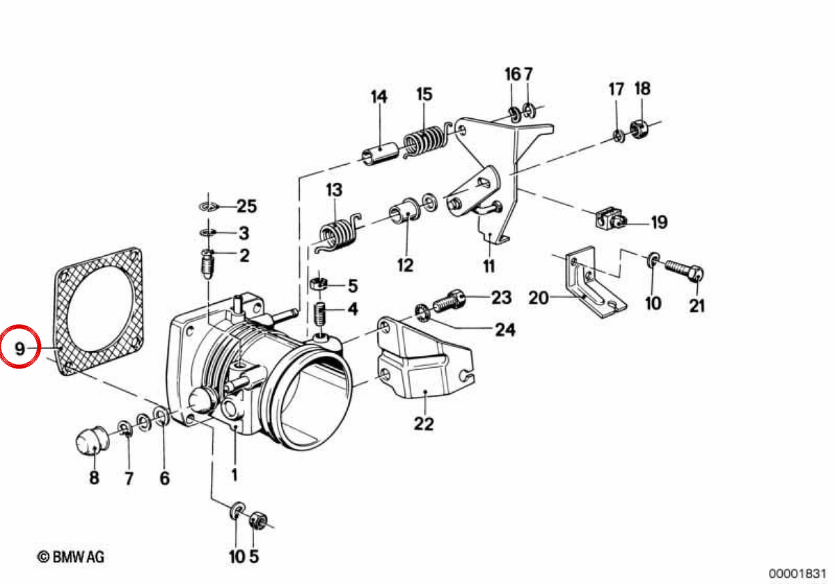 Junta sin amianto OEM 13541266292 para BMW E21, E28. Original BMW.
