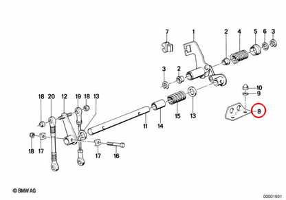 Soporte cable Bowden OEM 13541309240 para BMW E30. Original BMW.