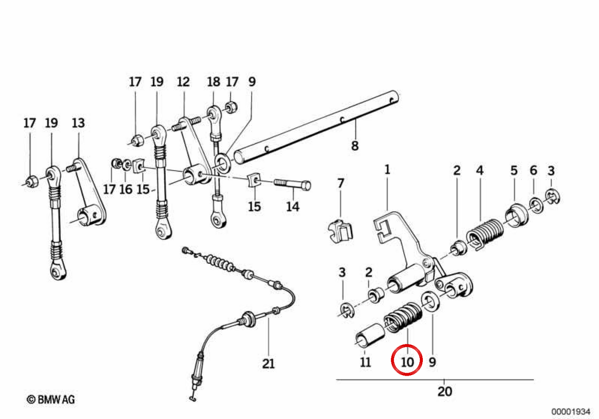Muelle de presión OEM 13541309715 para BMW E36, E28, E34, E24, Z3. Original BMW.