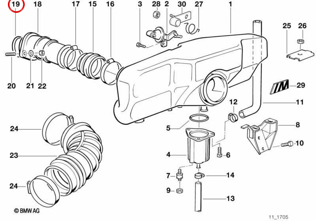 Ring-Ring (joint torique) OEM 13541317994 pour BMW E23, E24, E28, E30, E31, E32, E34, Z3. BMW d'origine.