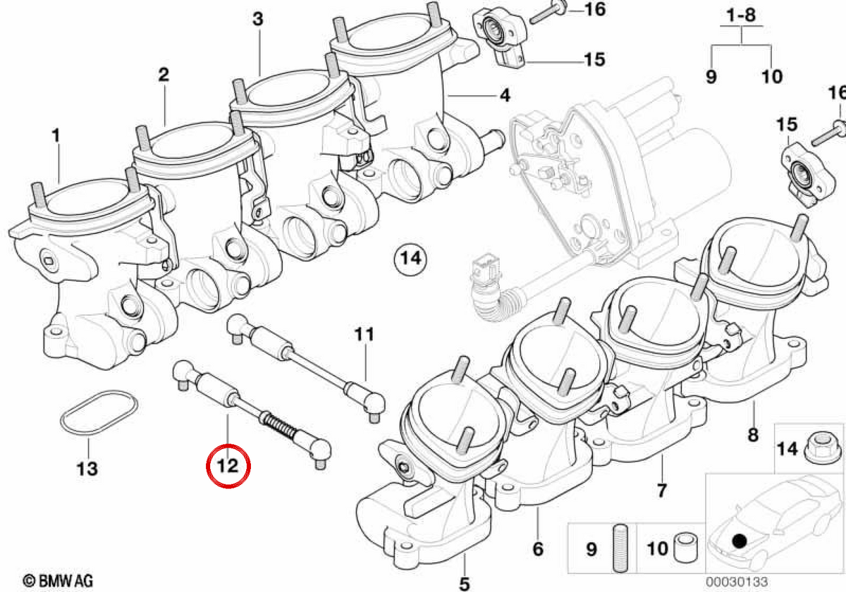 OEM einstellbare Traktionsstange 13541407396 für BMW E39, E52. Original BMW.