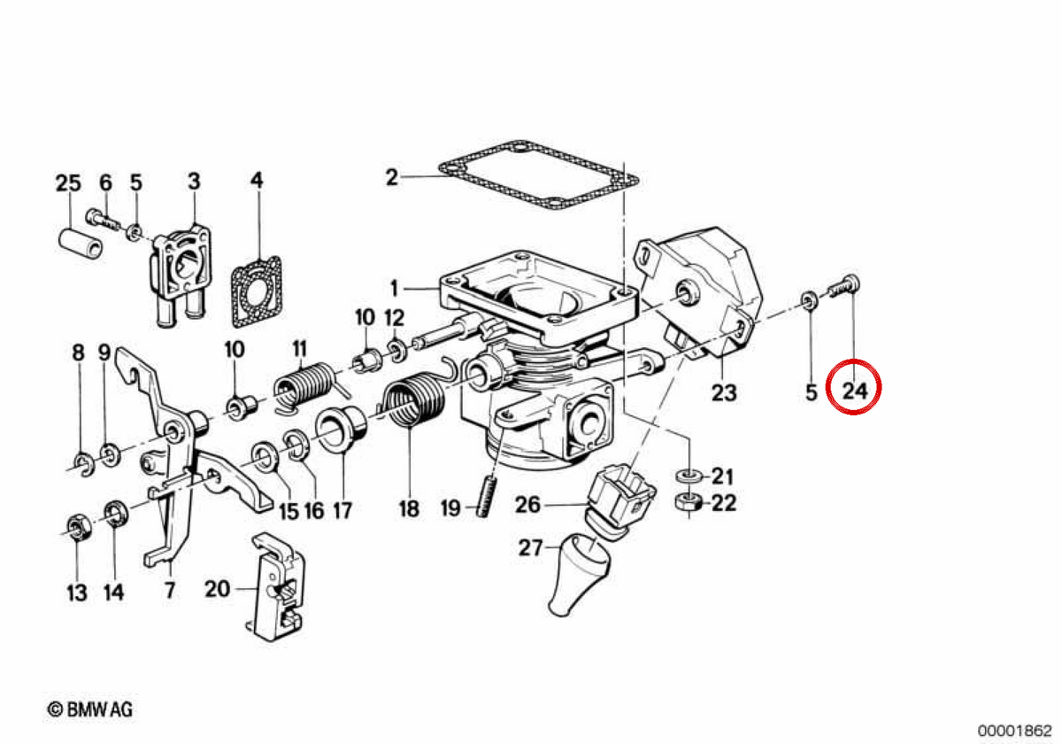 Vis du cylindre OEM 13541705562 pour BMW E30, E36, E28, E34, E24, E23, E32. BMW d'origine.