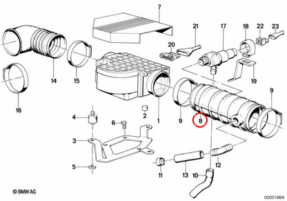 Sleeve d'admission OEM 13541722847 pour BMW E24, E28, E32, E34. BMW d'origine.