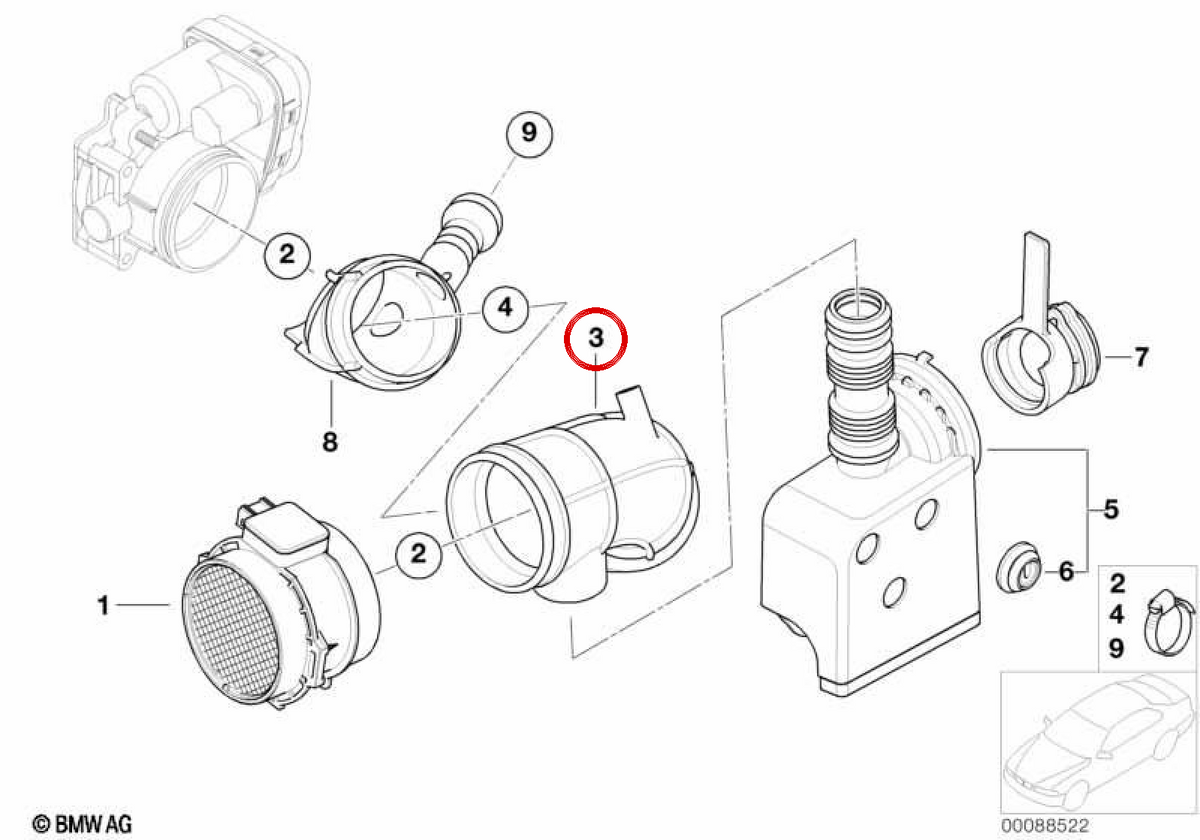 OEM -Eintrittshülle 13547510315 für BMW E46, E39, E60, E61, X3 E83, X5 E53, Z3 E36, Z4 E85. Original BMW.