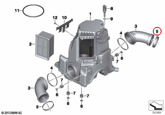 Abrazadera tensora D=65 OEM 13547680688 para motos BMW R1200GS, R1200GS Adventure, HP2, R1200RT, R1200R, R1200ST. Original BMW Motorrad.