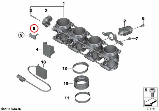 Plaque d'arrêt OEM 13547721695 pour motos BMW K1300S, K1300R, K1200S, K1200R. BMW Motorrad d'origine.