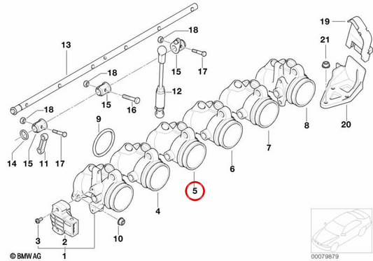 Corps de papillon OEM 13547840424 pour BMW E36, E46, Z3, E85, E86. BMW d'origine.