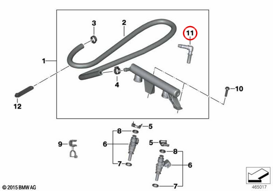 Pièce de raccordement OEM 13548527269 pour motos BMW C 600 Sport, C 650 Sport, C 650 GT. BMW Motorrad d'origine.