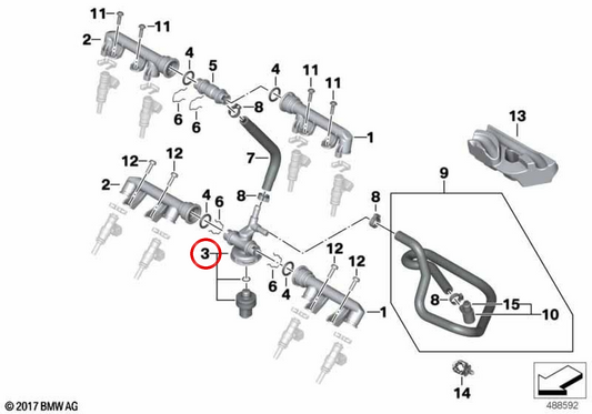 Kraftstoffdrucksensor mit OEM -Gehäuse 13548532988 für BMW K42 HP4, K46 S 1000 RR, K47 S 1000 R, K49 S 1000 XR, K60 HP4 Race Motorcycles. Originaler BMW Motorrad.